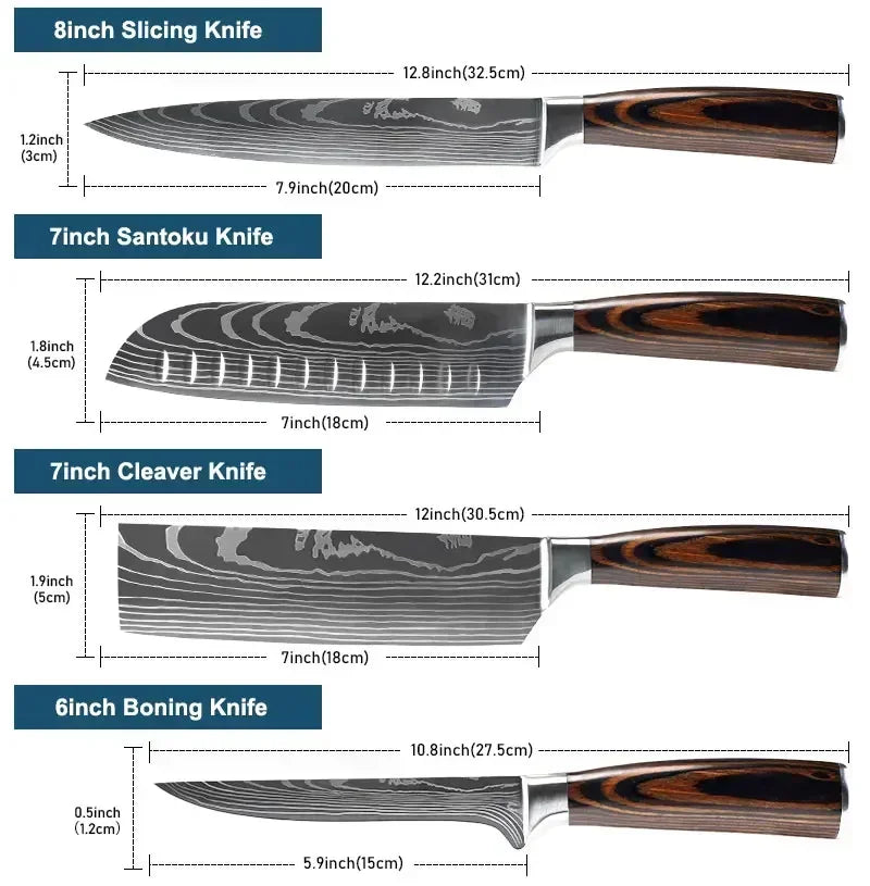 Professional Damascus Kitchen Knives